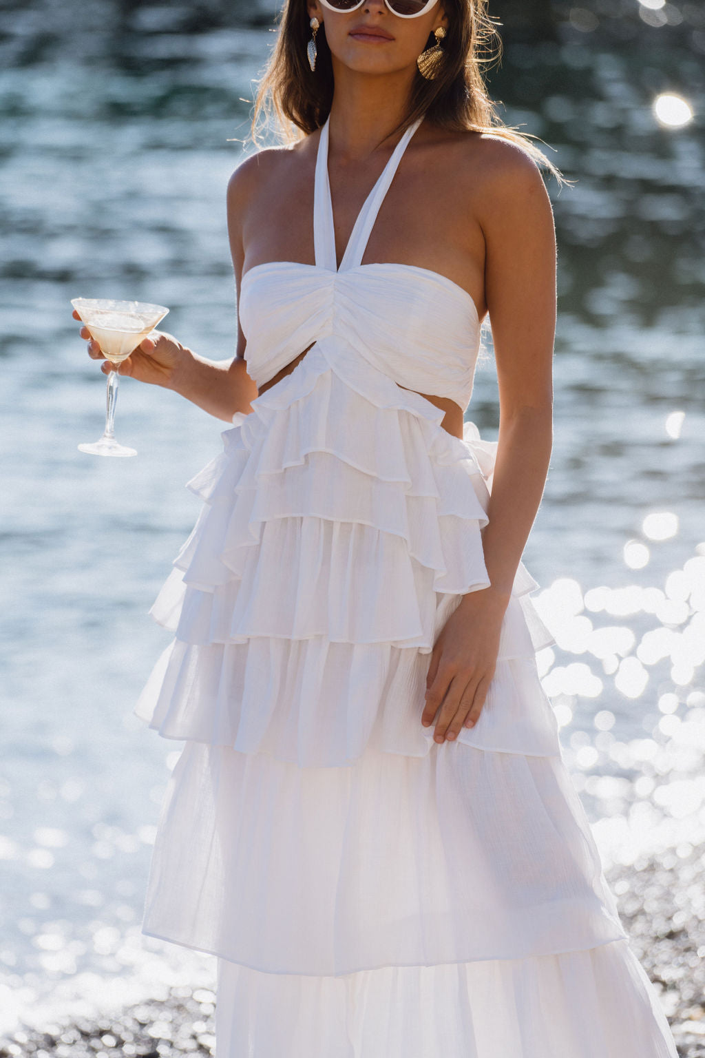 Robe longue à volants blanche Chateau