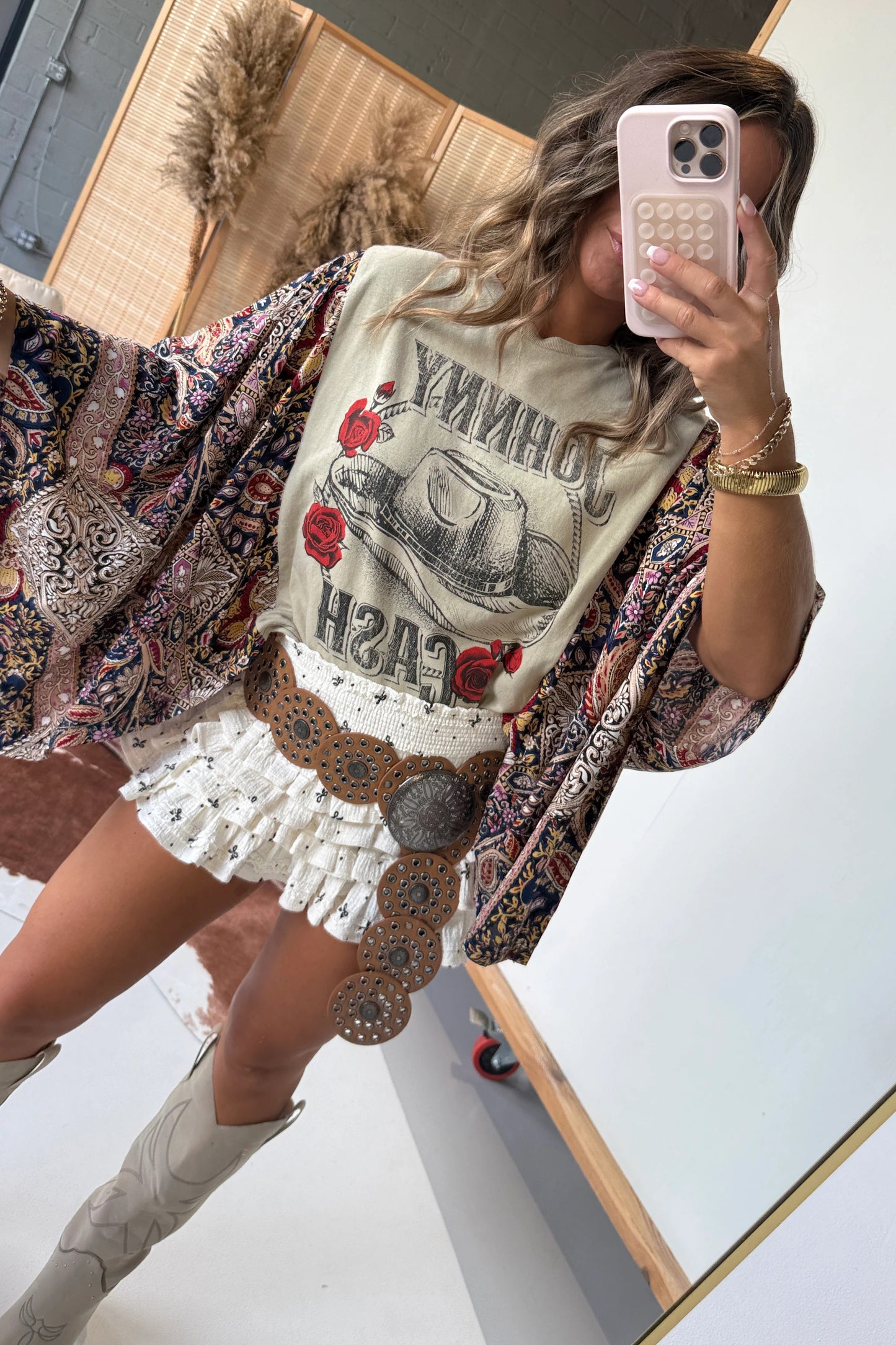 Johnny Cash Mix & Match Tee Taupe Floral