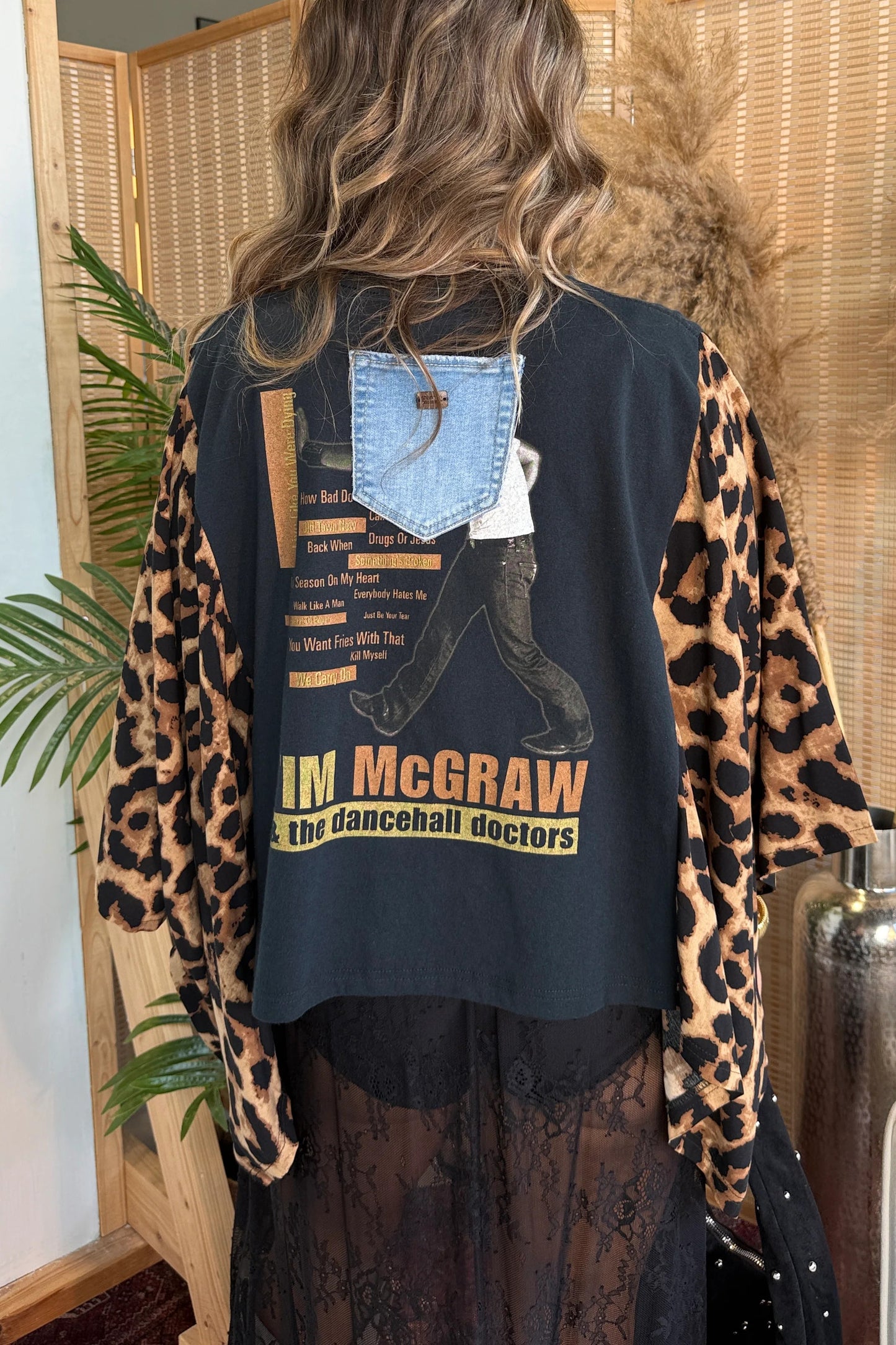 Tim McGraw Mix & Match Tee Black Cheetah