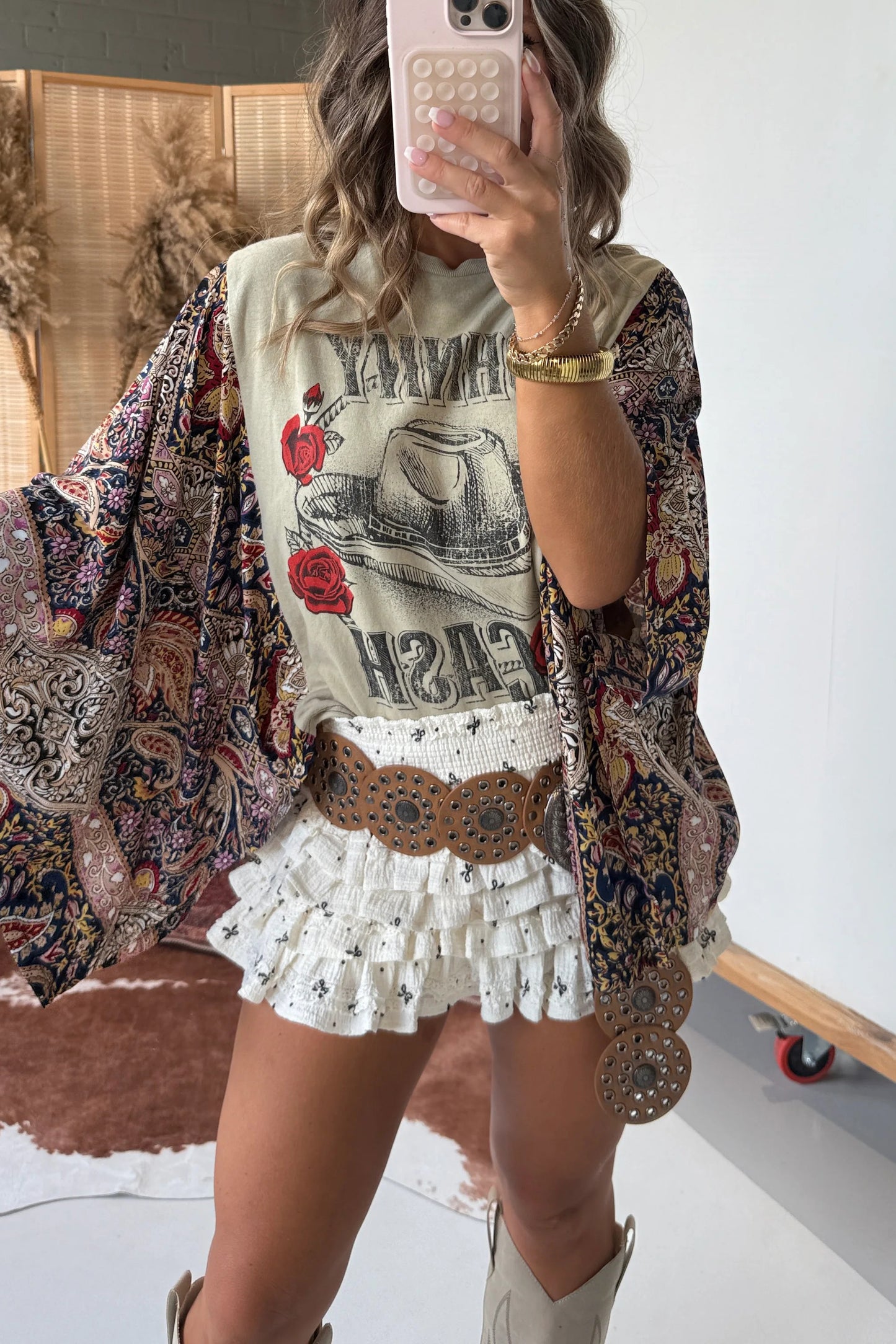 Johnny Cash Mix & Match Tee Taupe Floral