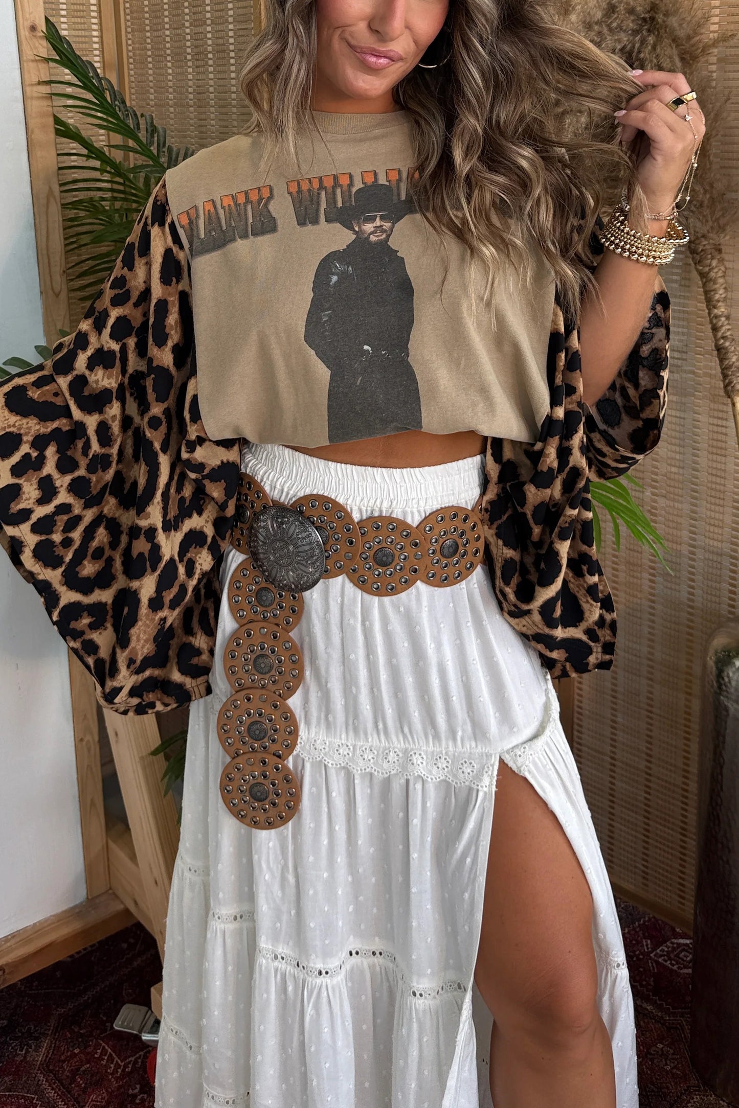 Hank Williams Jr Mix & Match Tee Taupe Cheetah