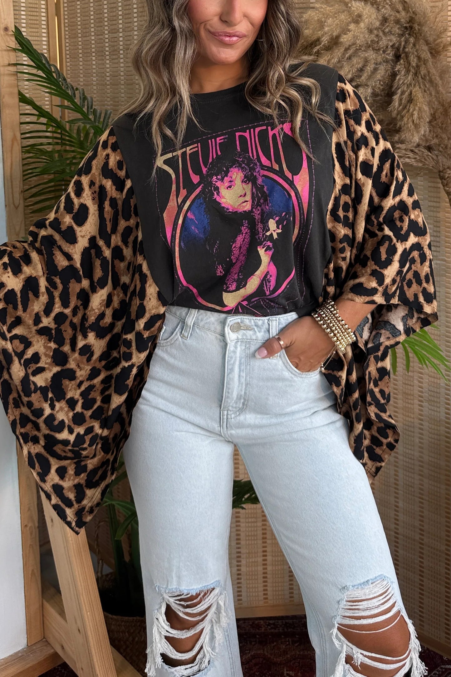 Stevie Nicks Mix & Match Tee Black Cheetah