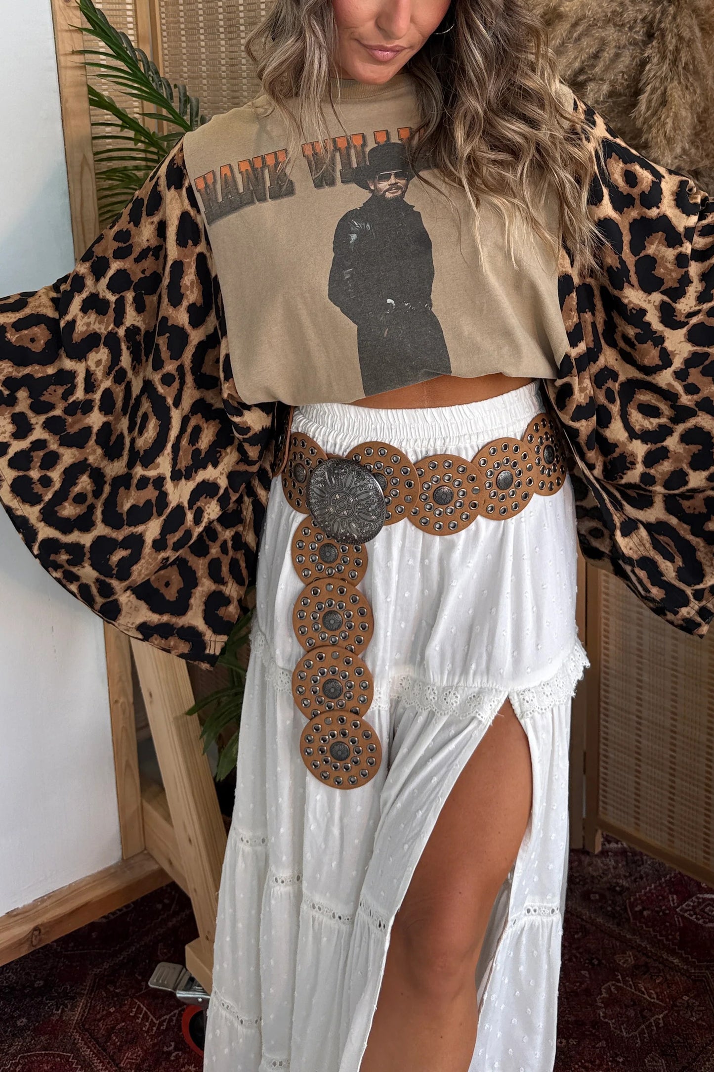 Hank Williams Jr Mix & Match Tee Taupe Cheetah