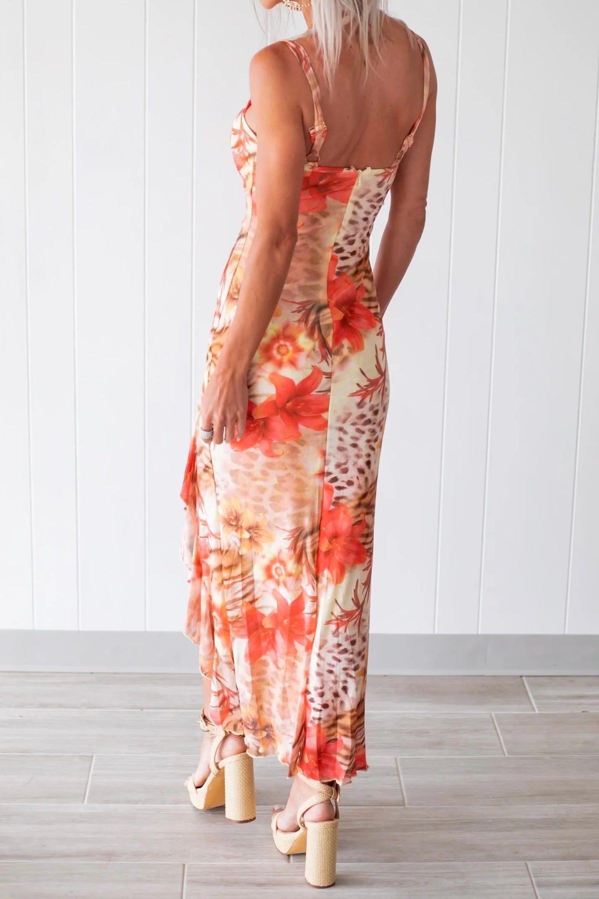Wild Bloom Ruffle Dress - Yellow/Orange