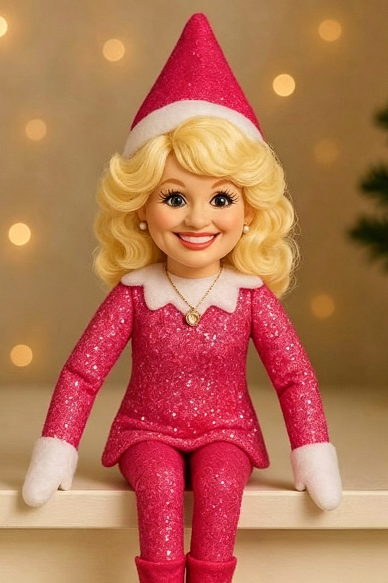 Dolly Parton On A Stoop Christmas Elf Doll