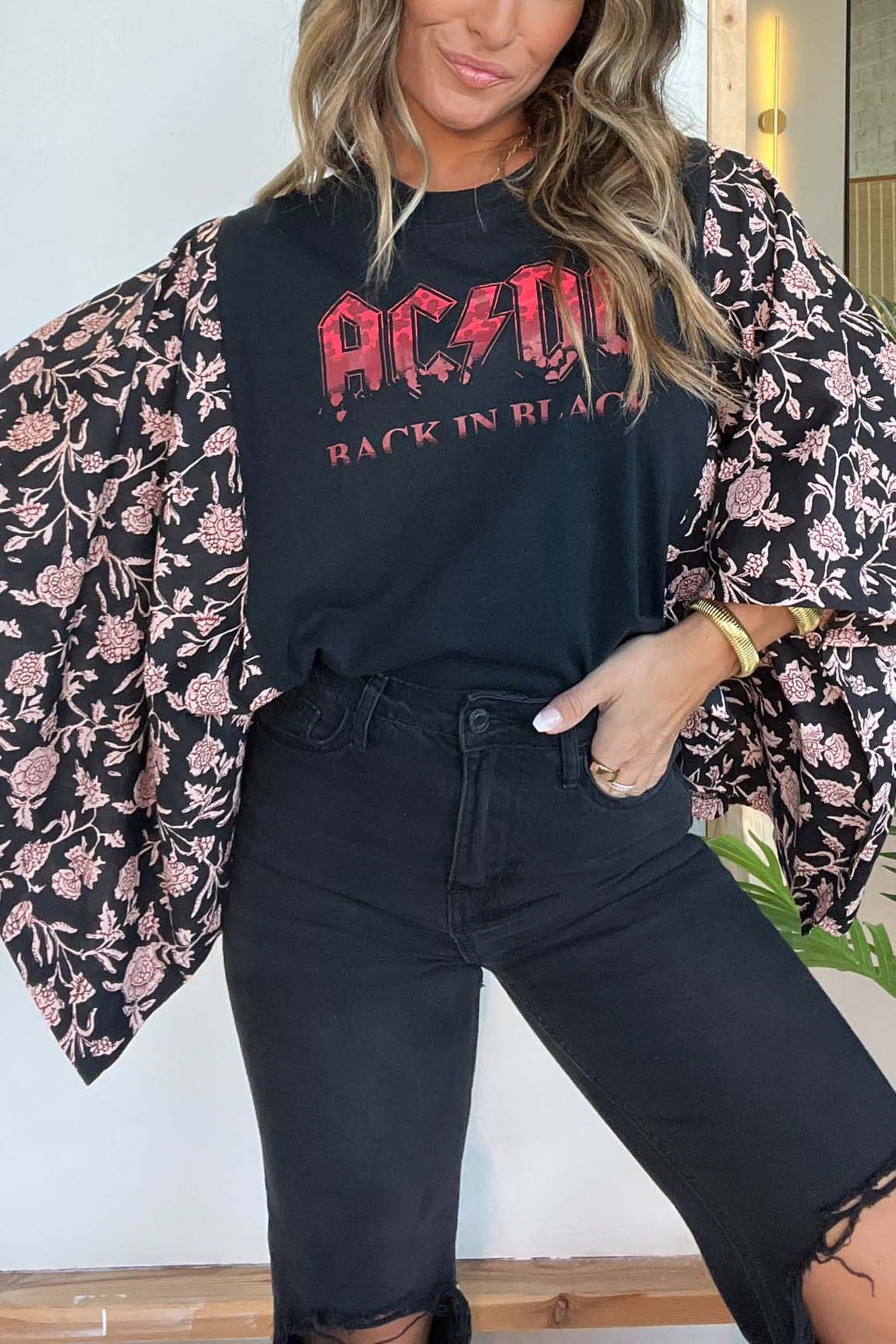 AC/DC Mix & Match Tee Black Floral