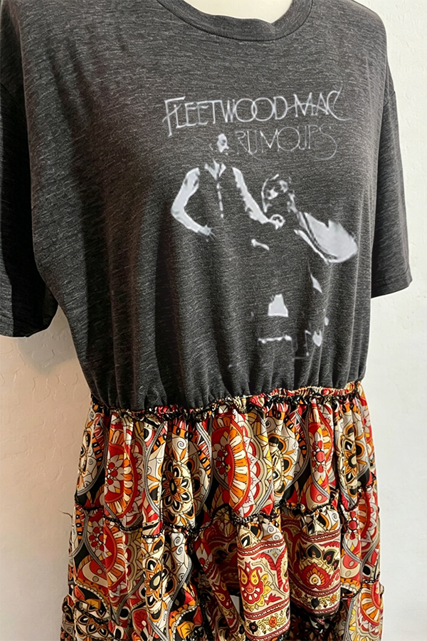 Fleetwood Mac Grey Crewneck Patchwork Top