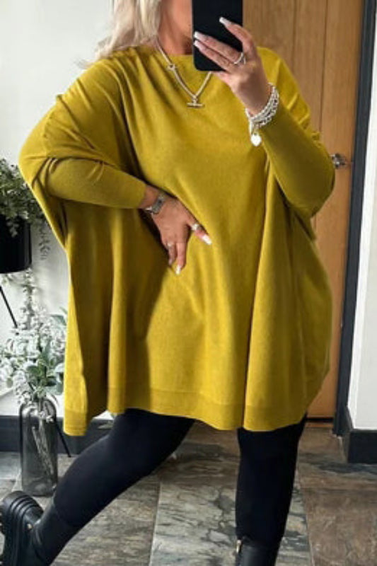 Round Neck Oversize Knitted Long Sleeve Top