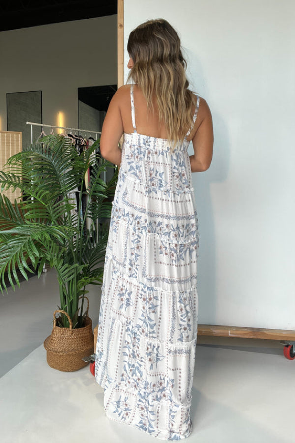 Europe Shores Hi-Lo Maxi Dress Cream