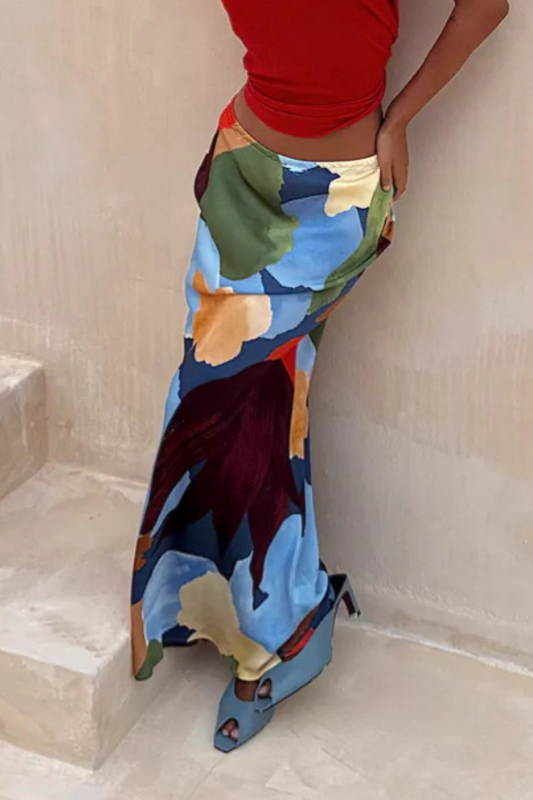 Navy Abstract Pattern Cardigan Women Coat & Skirt