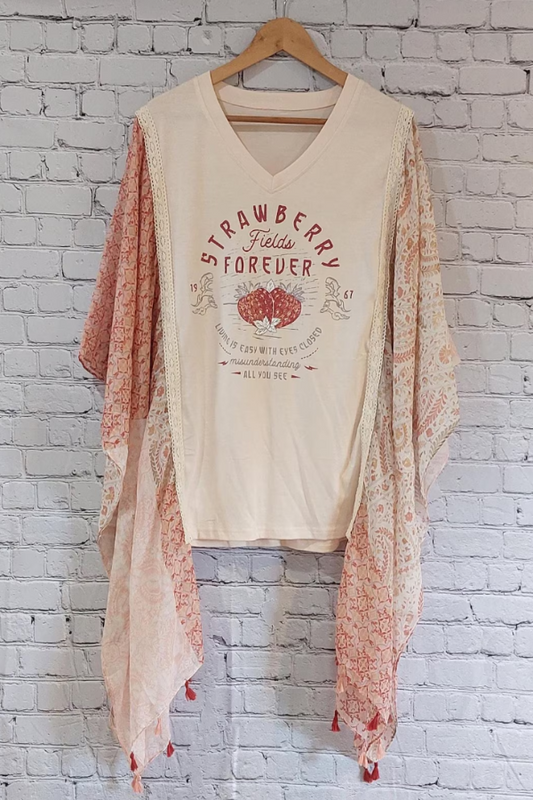 strawberry fields rock V-neck Mix & Match Tee (No Patch)