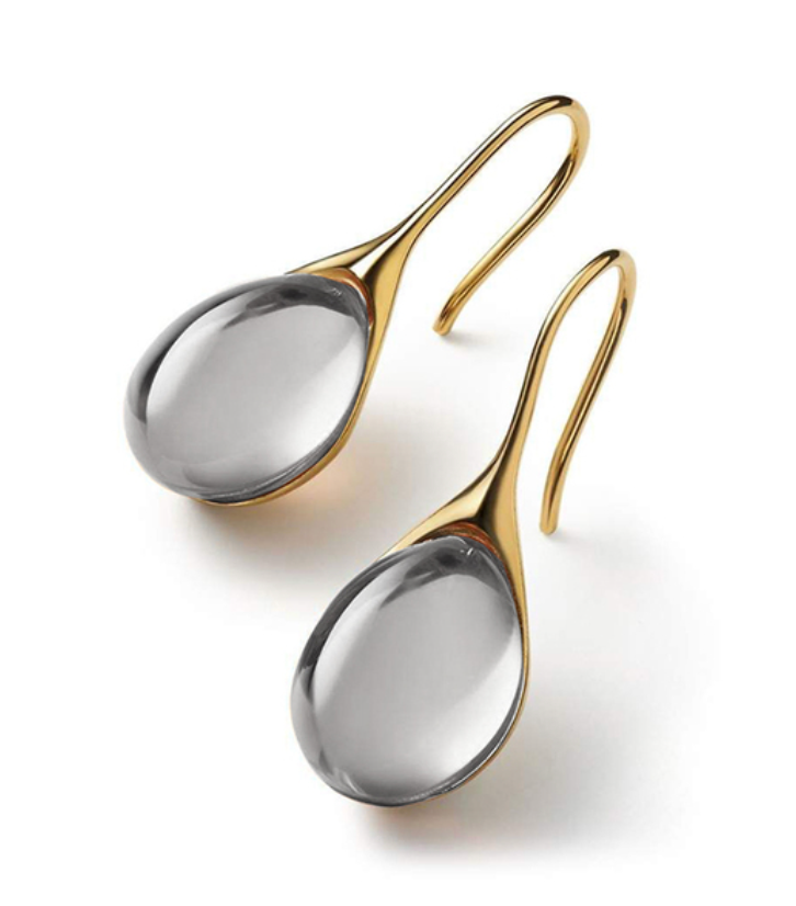 Boucles d'oreilles pendantes en cristal en or et argent