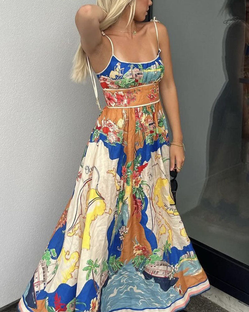 Robe nuisette imprimée peinture abstraite