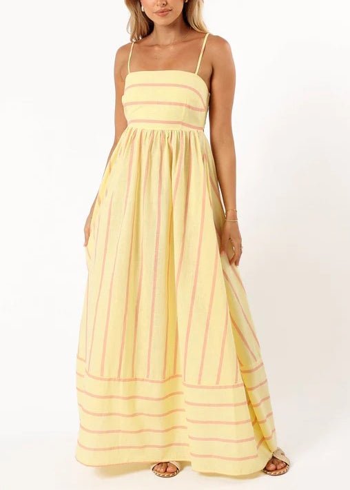 Robe longue à bretelles rayée