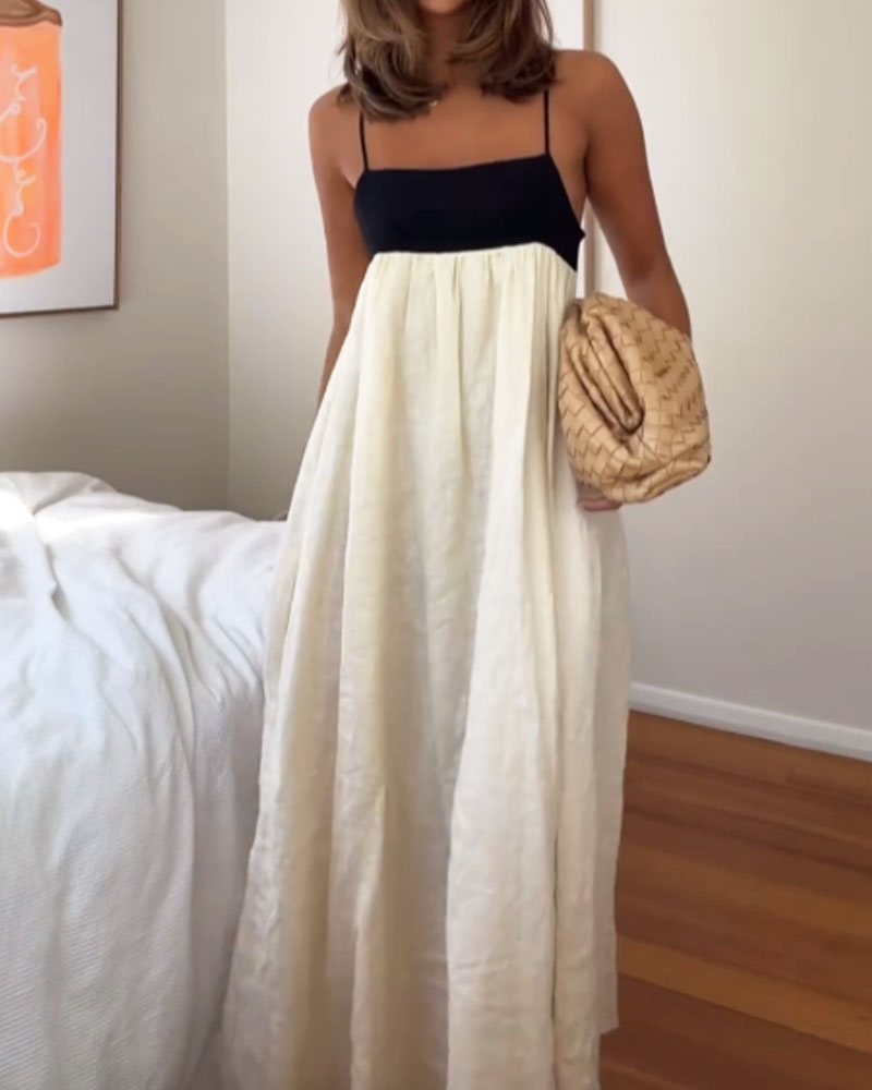 Robe décontractée à bretelles à blocs de couleurs
