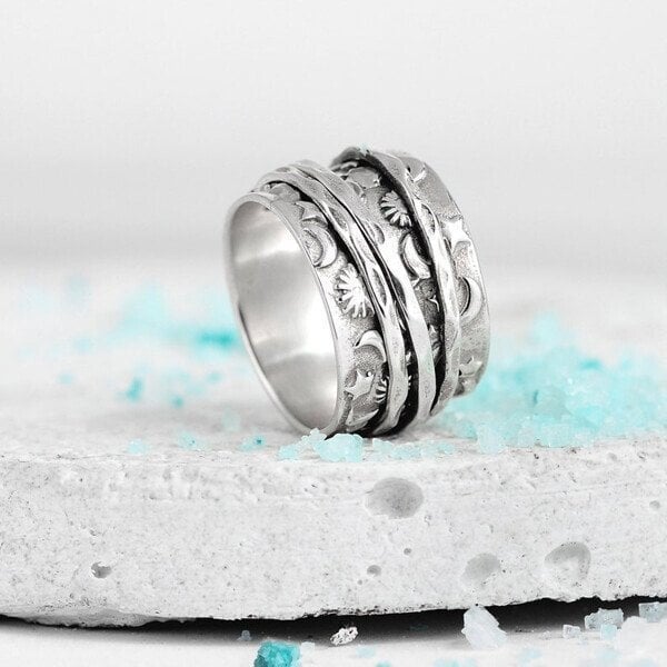 🔥Dernier jour -49% de réduction🎁 Bague Spinner Star Moon Sun🌌