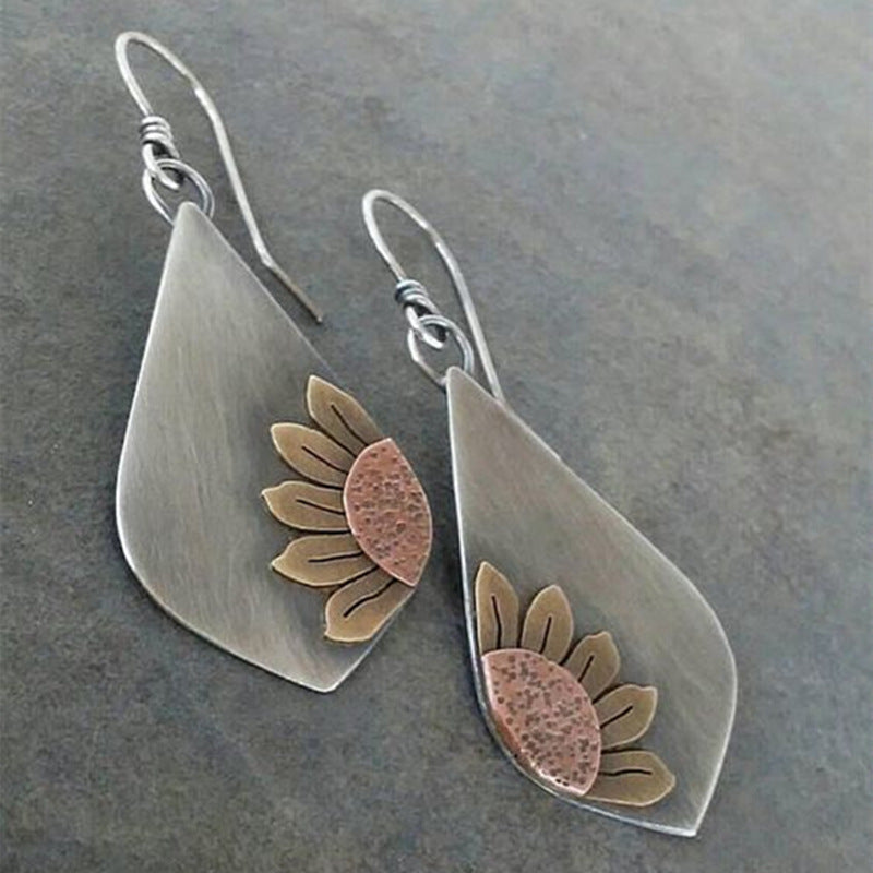 Boucles d'oreilles pendantes bohèmes en forme de tournesol