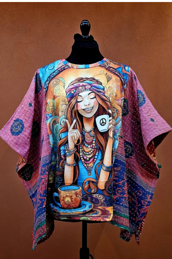 Pink and Blue Hippie Girl Mix & Match Tee