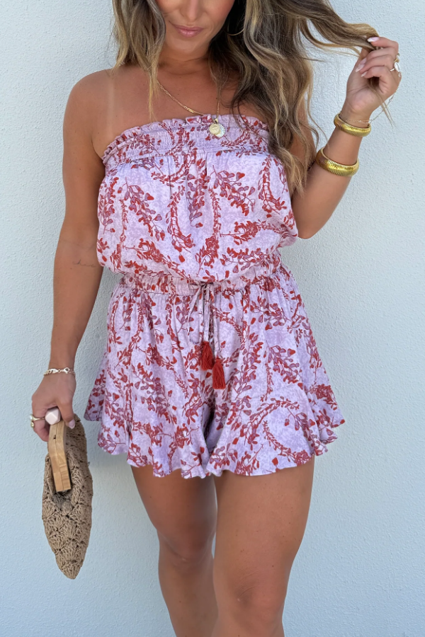 Soul Ties Tube Top Romper Pink Multi