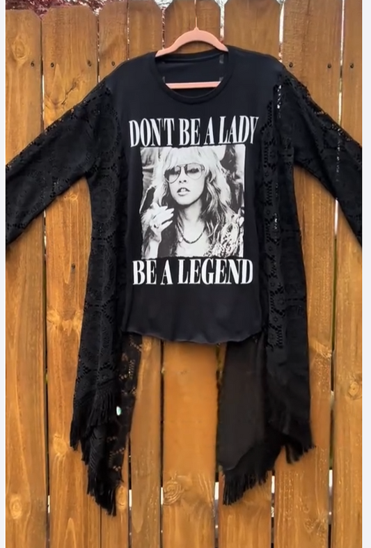 Stevie Nicks Lace patchwork sleeve T-shirt