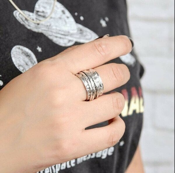🔥Dernier jour -49% de réduction🎁 Bague Spinner Star Moon Sun🌌