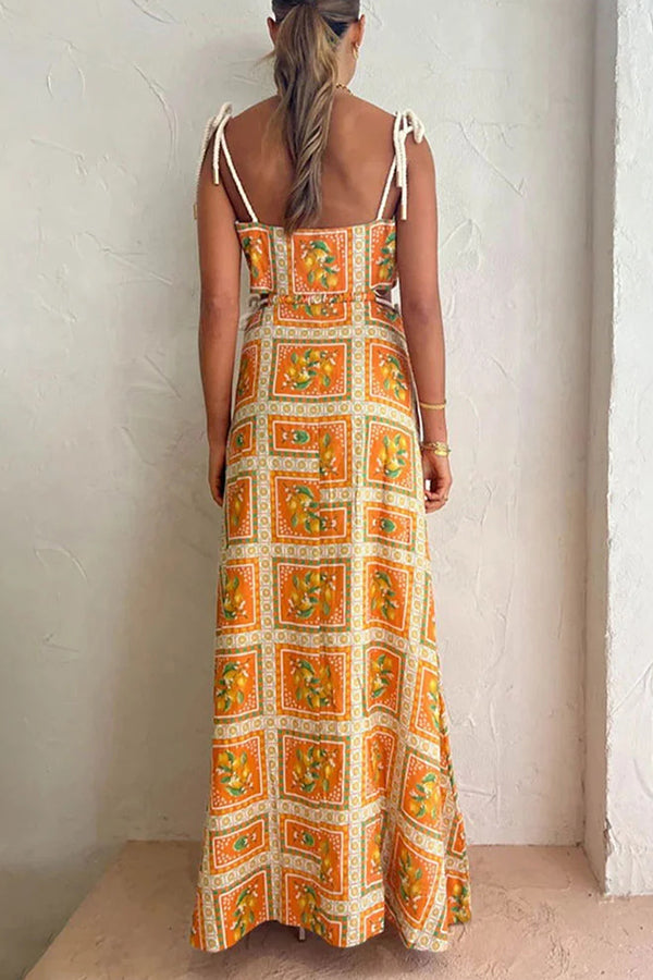 Robe longue courte à manches cloche et motif fleuri rouge Olvera