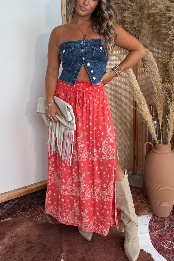 Lone Star Paisley Maxi Skirt Red