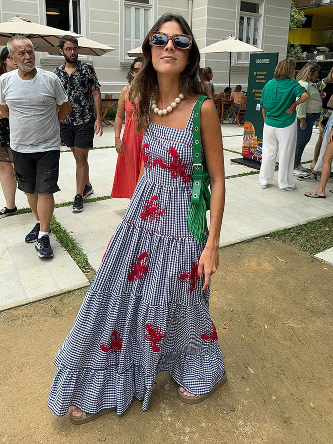 Robe longue à carreaux de homard