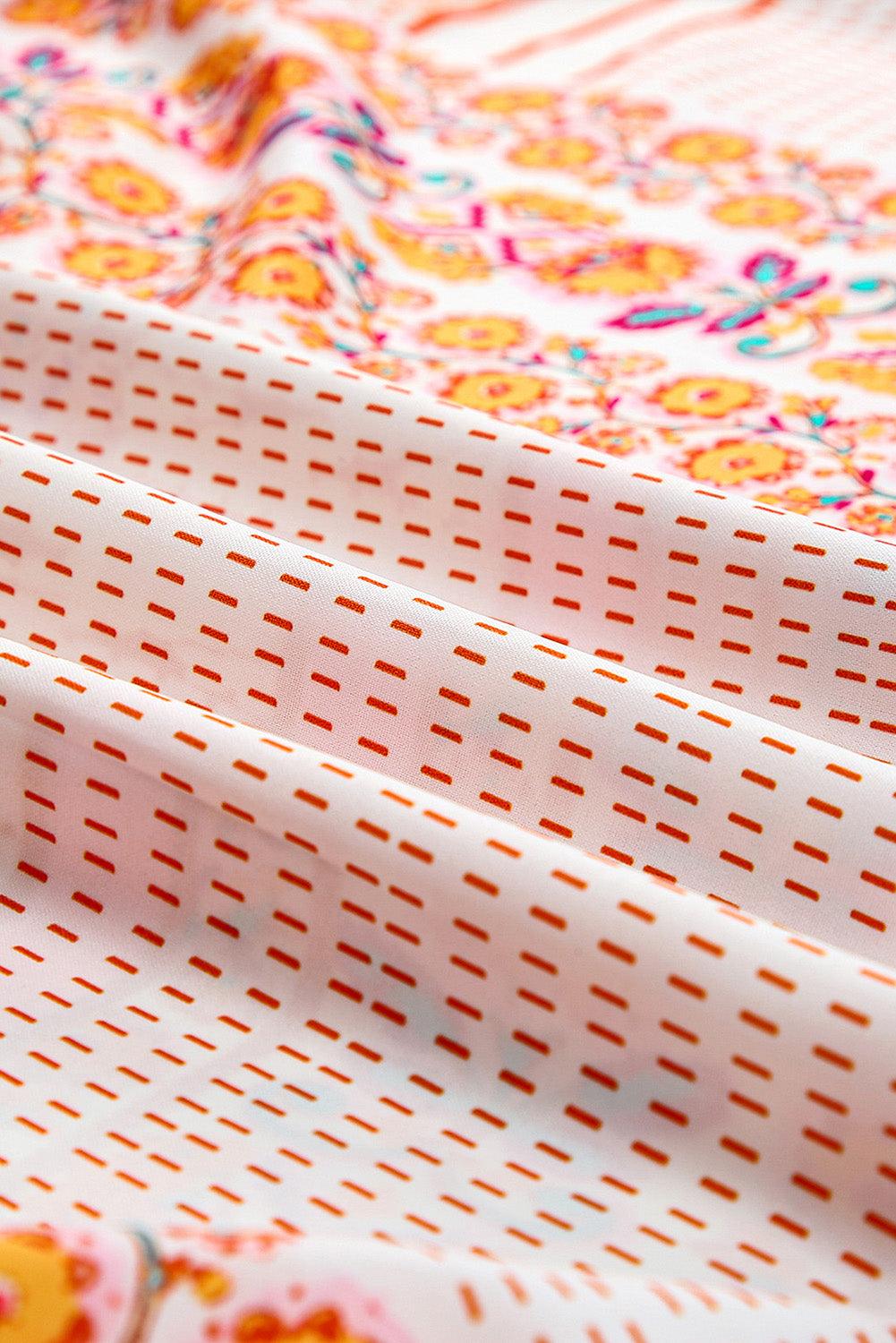 Robe d'été multicolore à col carré et imprimé patchwork bohème