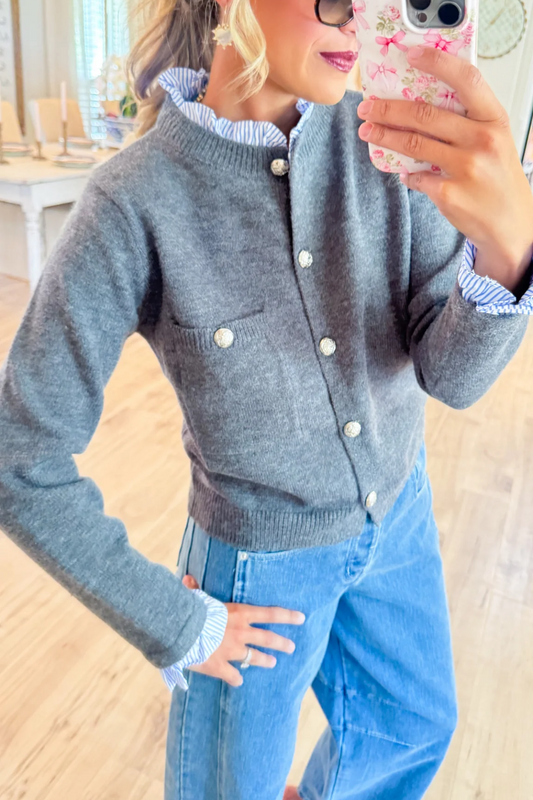 Grey Contrast Cardigan