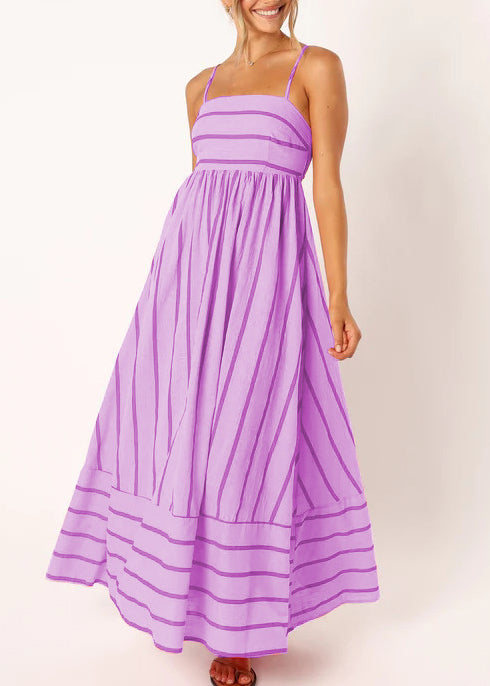 Robe longue à bretelles rayée