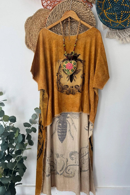 Queen Bee Hi Low Boho Summer Printed Top