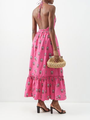 Robe dos nu en coton imprimé Salena
