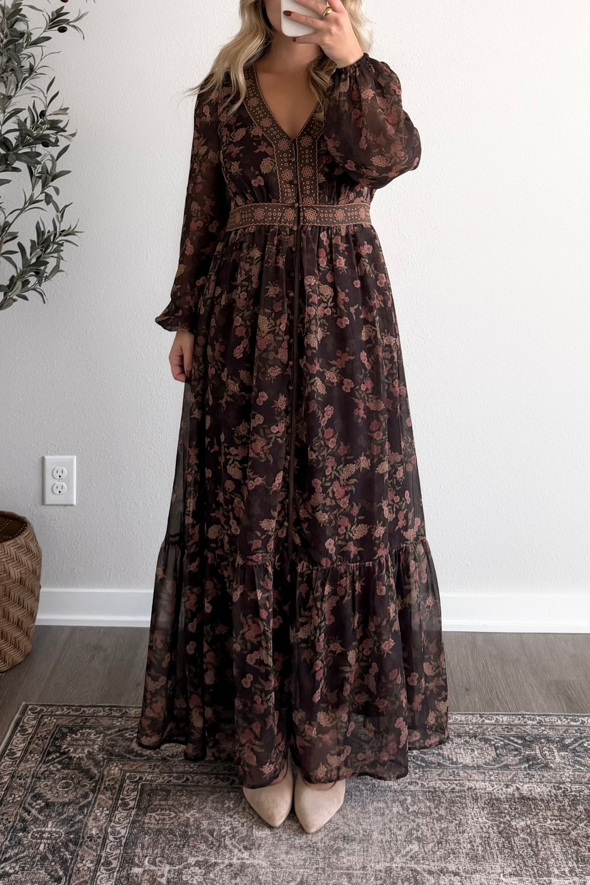 Spiced Fig Floral Maxi Dress