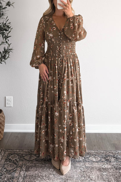Olive Grove Floral Maxi Dress
