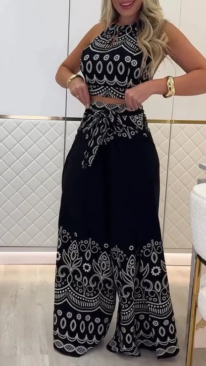 Women's Printed Holiday Casual Set
