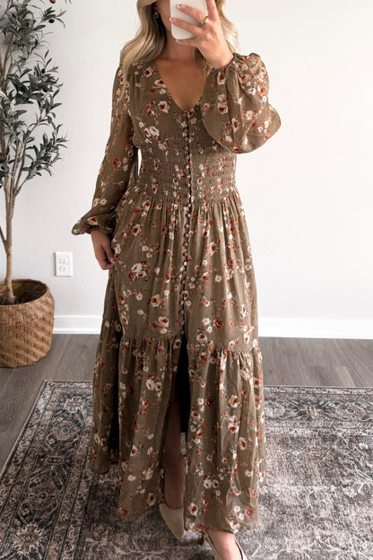 Olive Grove Floral Maxi Dress
