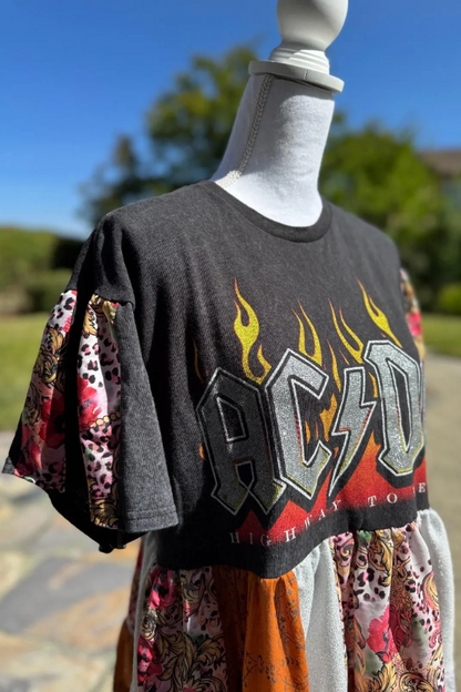 AC/DC Printed Patchwork Dress