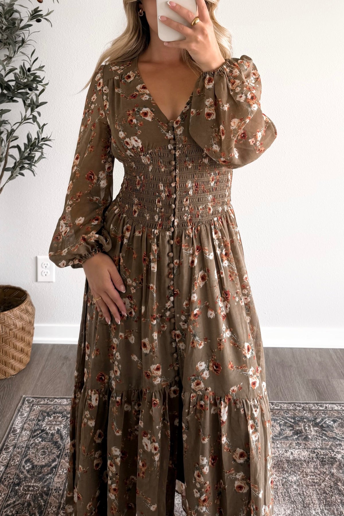 Olive Grove Floral Maxi Dress