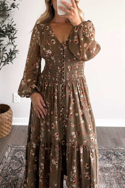 Olive Grove Floral Maxi Dress
