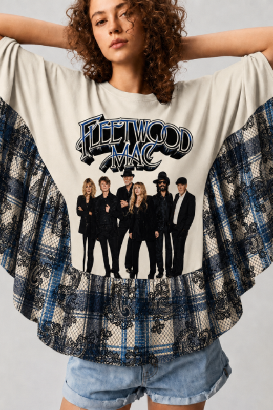 "Fleetwood Mac" Patchwork Poncho Top