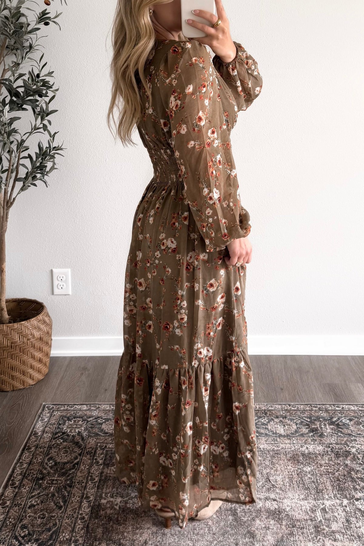 Olive Grove Floral Maxi Dress