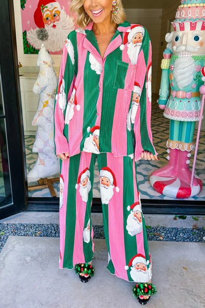 SAINT NICK STRIPE PANT SET - PINK/GREEN