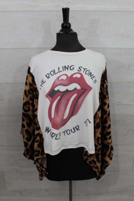 Rolling Stones Printed Bat-sleeve T-shirt (with Back Pocket)
