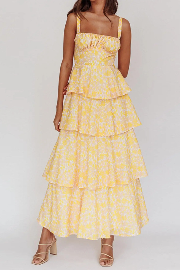 Floral Ruffled Flowy Midi Dress