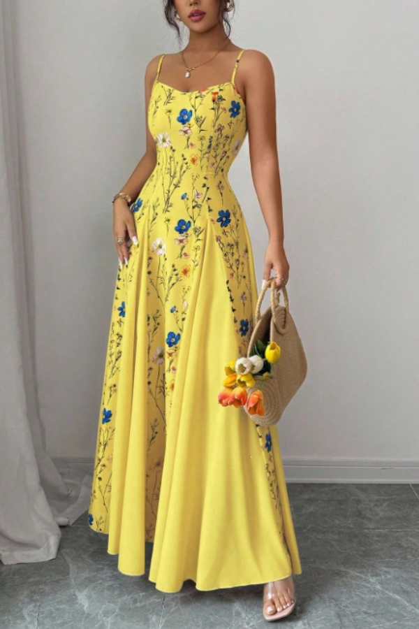 Stylish Print Slim-Fit Sling Dress