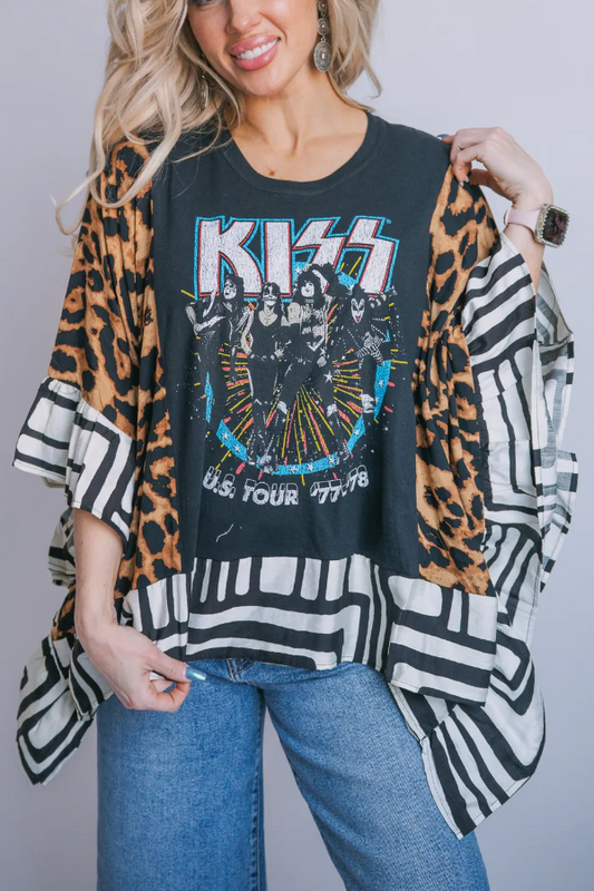 Kiss Printed Bat Sleeve T-shirt (no Back Pocket)
