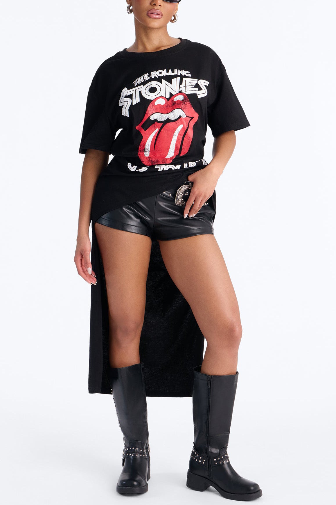 The Rolling Stones High Low Tee - Black
