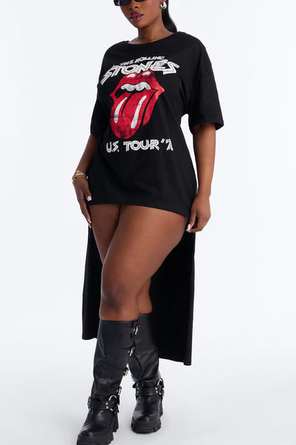 The Rolling Stones High Low Tee - Black