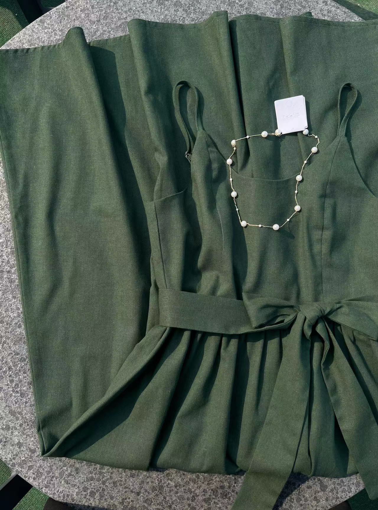 Robe nuisette décontractée en lin Atrovirens 